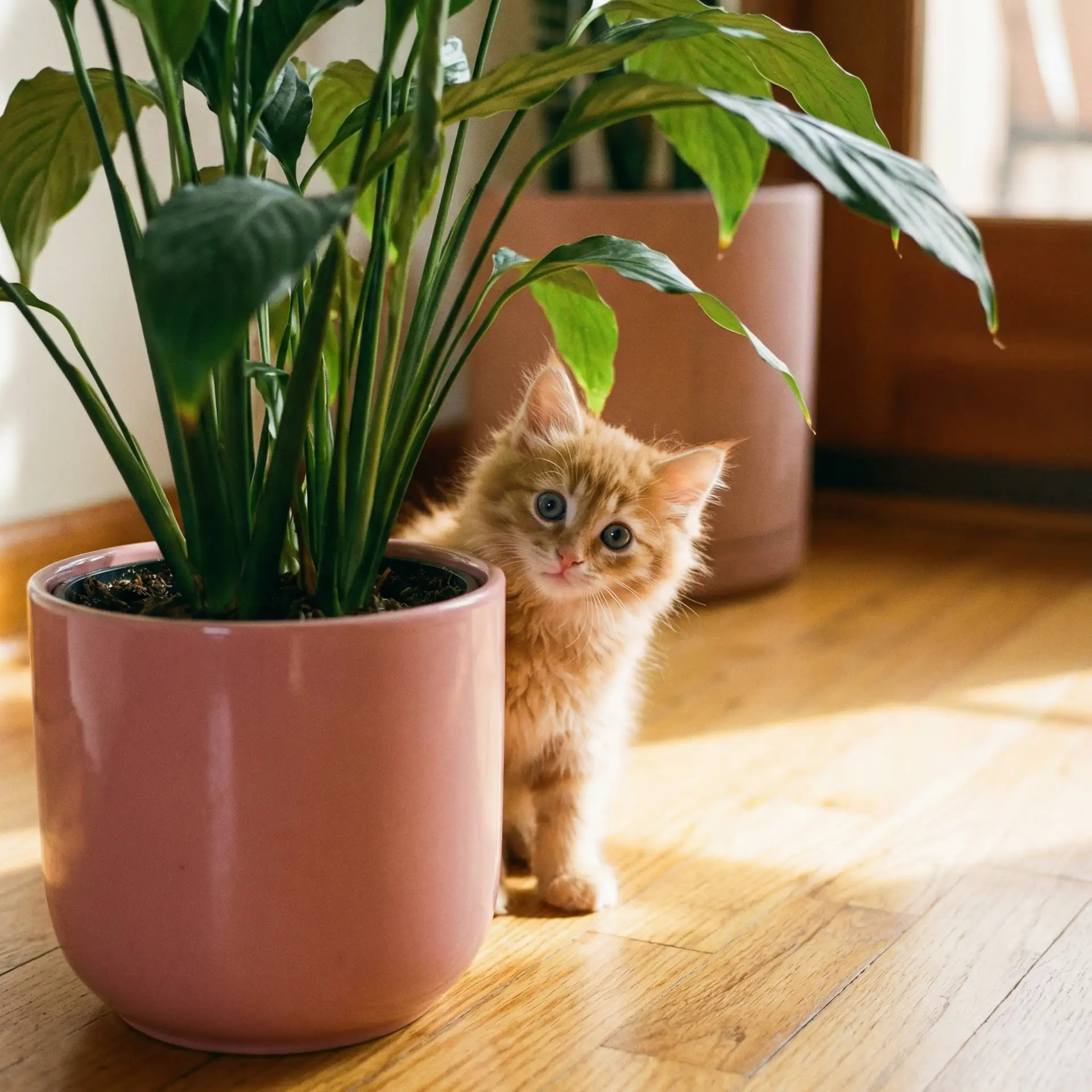 小猫从花盆后探头 - 泉麻那